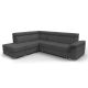 Montan Futon Sectional Sofa Bed with Pouf Ottoman in Charcoal